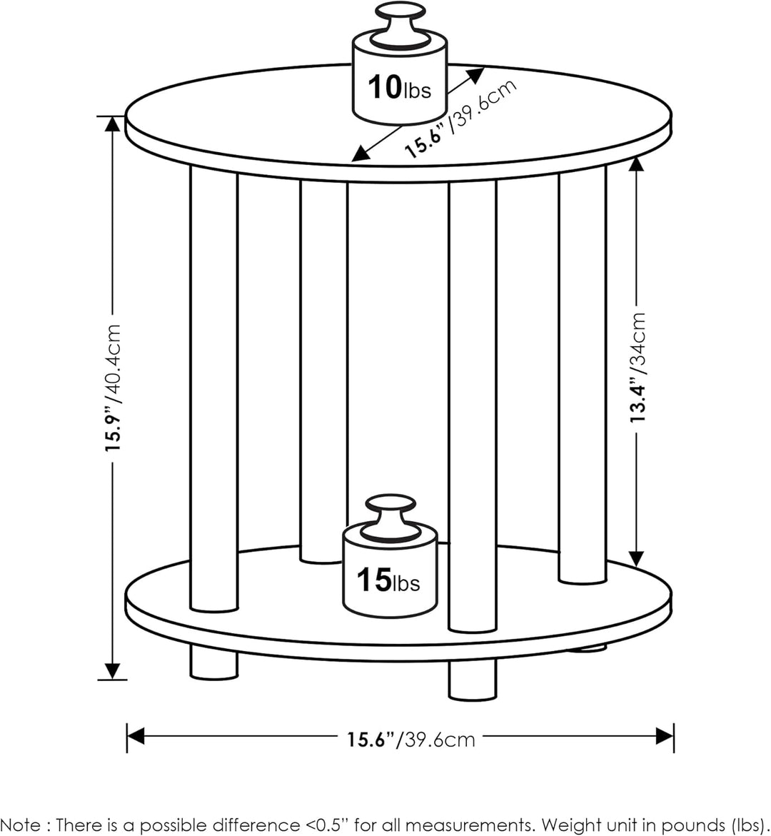Furinno Turn-N-Tube Beistelltisch aus Holz, rund, 2 Ebenen, Bernsteinfarbene Kiefer, 1-Pack Bernstei