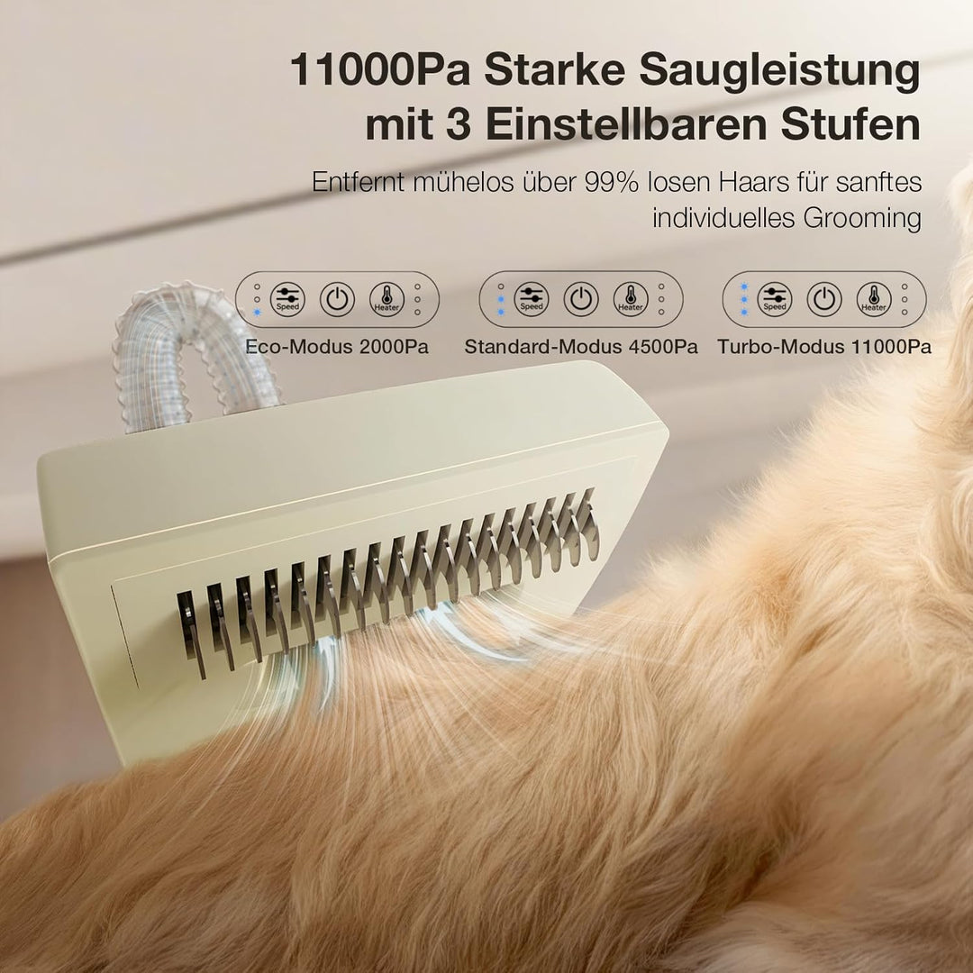 Hundeschermaschine mit Tierhaar Staubsauger & Haartrockner 11000Pa 7-in-1 Haustierpflegeset 2.5L Sta