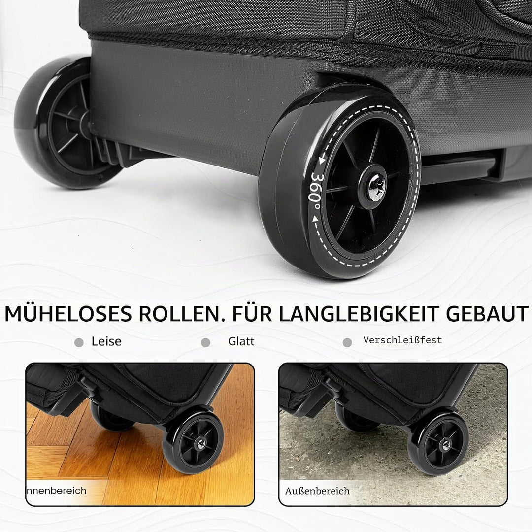 Goloni Bowling Roller Taschen,Bowling Ball Tasche,zwei Ball Bowling Tasche mit Rädern Schwarz, Schwa