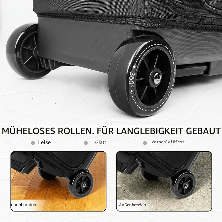 Goloni Bowling Roller Taschen,Bowling Ball Tasche,zwei Ball Bowling Tasche mit Rädern Schwarz, Schwa