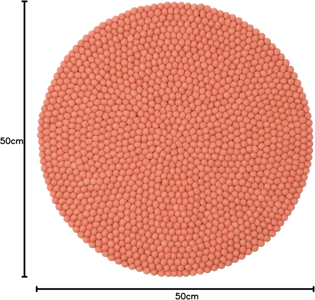 myfelt Lea Filzkugelteppich — Ø 50 cm, ideal für Schlaf-, Wohn-, Kinderzimmer, Flur & Bad Ø 50 cm La