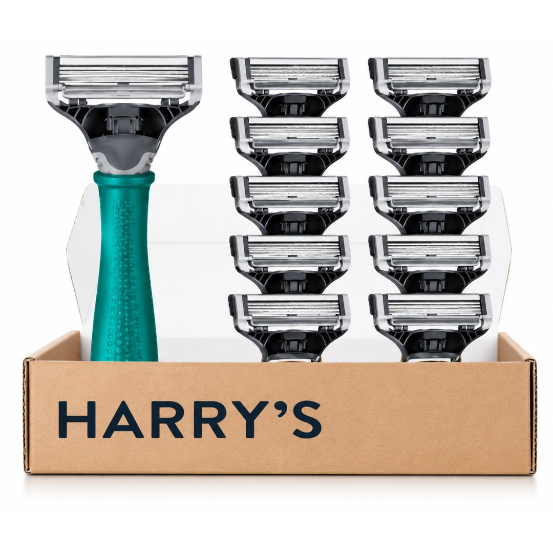 Harry’s Nassrasierer für Männer – Rasier-Set mit grünem Griff, 10 Ersatz-Rasierklingen Rasierer, Ras