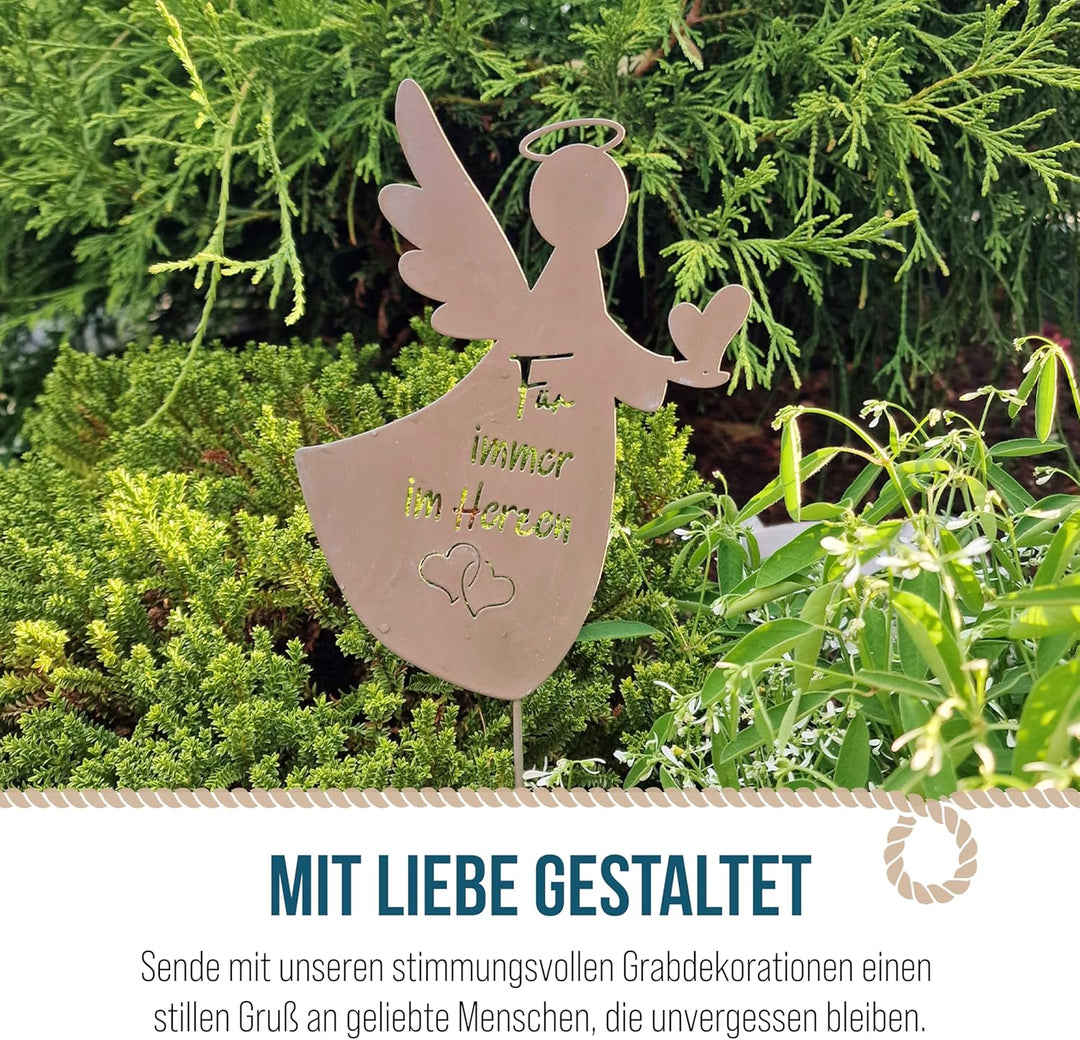 Logbuch-Verlag 2 Engel Grabstecker Metall mit Spruch Grab Deko Schutzengel Grabdekoration zum Stecke