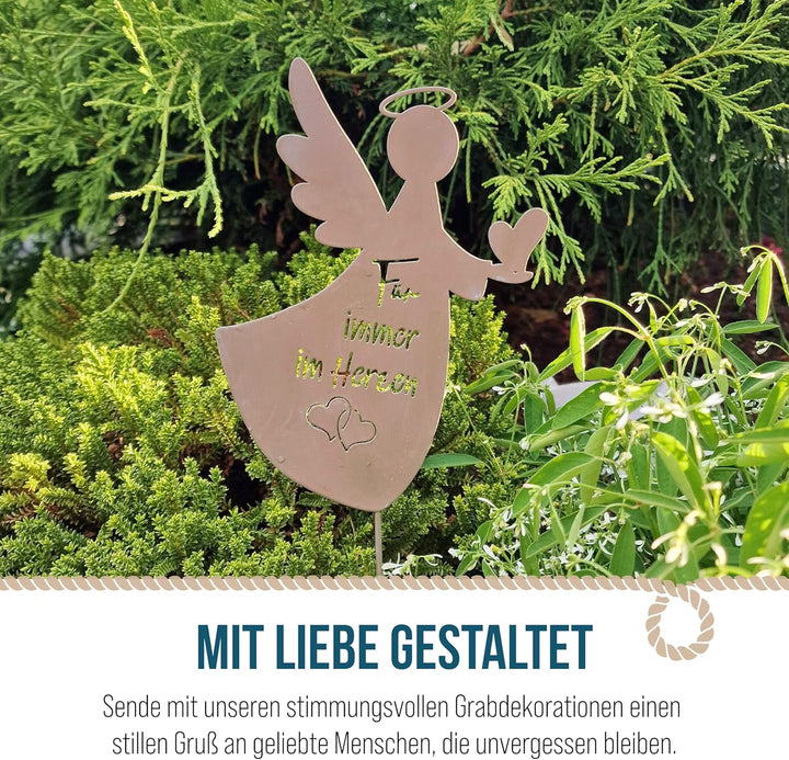 Logbuch-Verlag 2 Engel Grabstecker Metall mit Spruch Grab Deko Schutzengel Grabdekoration zum Stecke