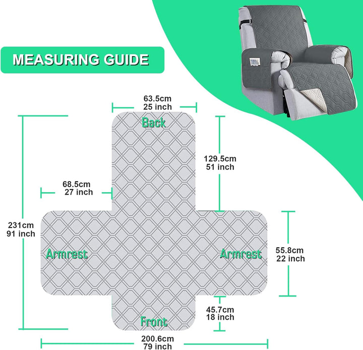 aolceth Sesselschoner für Fernsehsessel, 100% Wasserdicht Sesselbezug für Relaxsessel, Anti-Rutsch A
