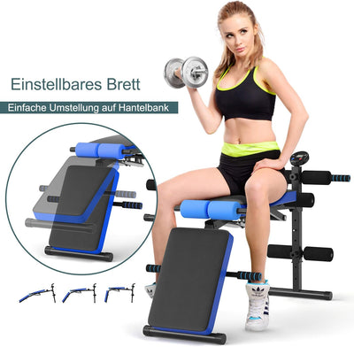 COSTWAY Sit Up Bank klappbar, Trainingsbank 5 stufig höhenverstellbar mit Monitor, Fitnessbank, Schr