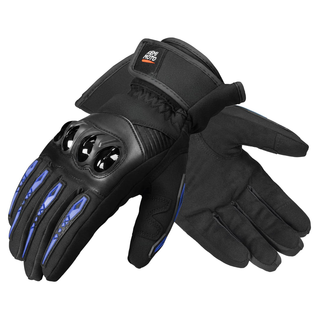 KEMIMOTO Winter Motorradhandschuhe - Winddichte Motorrad Handschuhe mit Touchscreen-Funktion, Warme