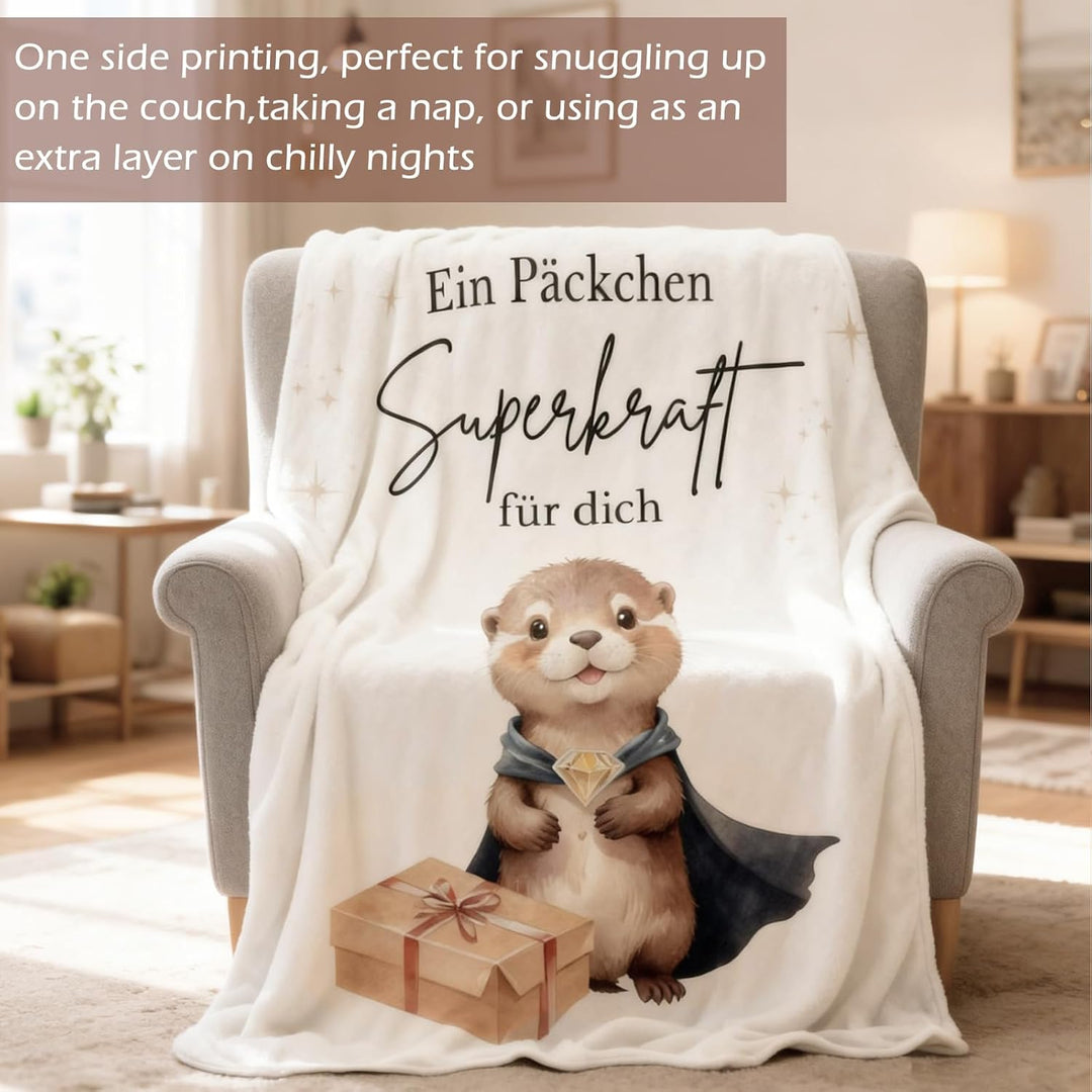 Geschenk für Mut & Trost Flauschige Otter Kuscheldecke 130x150cm aus Flanell gute besserung geschenk