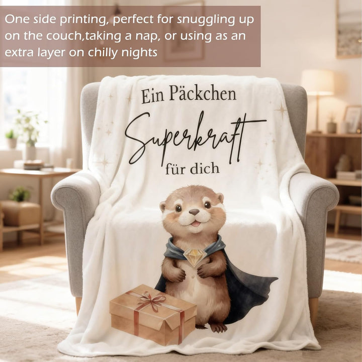 Geschenk für Mut & Trost Flauschige Otter Kuscheldecke 130x150cm aus Flanell gute besserung geschenk