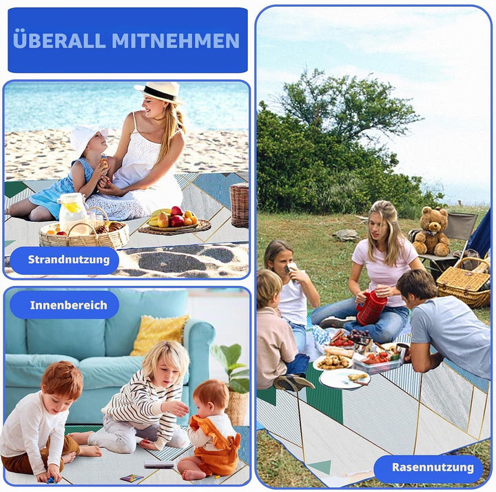 DanCoom Picknickdecke, Faltbare wasserdichte Sandmatte, 150 x 200CM Extra grosse Picknickdecke, Outd