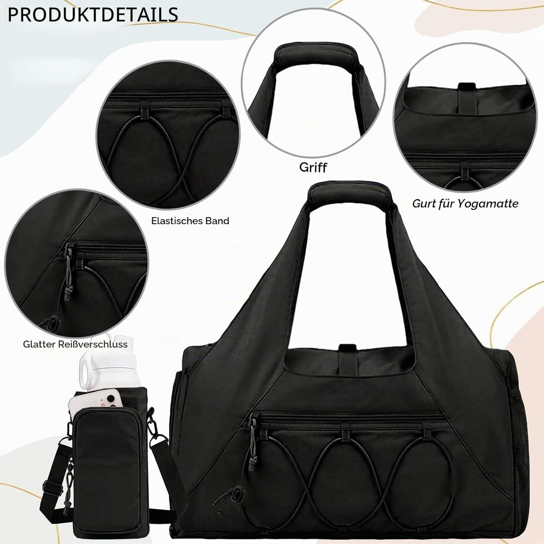 Gym Tasche Damen, Yogatasche mit Schuhfach, Nassfach and Wasserflaschenhalter, Sporttasche Fitnessta