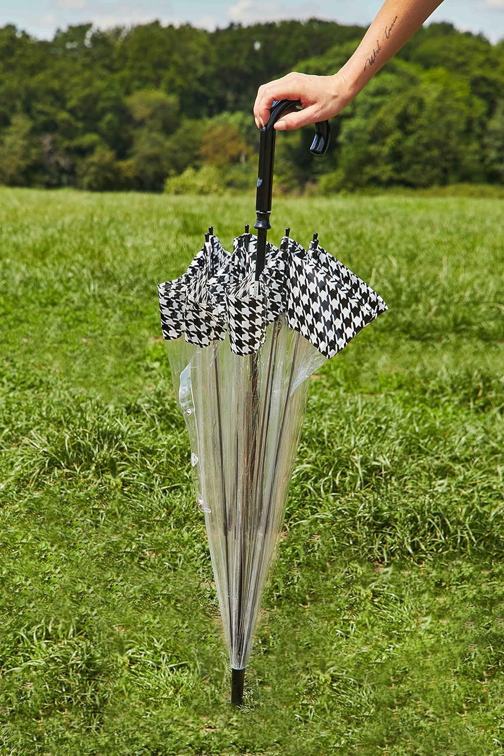 Fulton Regenschirm mit Vogelkäfig-Motiv, Hahnentrittmuster