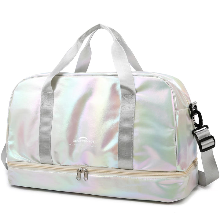 Sporttasche Damen, 40L Reisetasche Damen Weekender, Glitzer Sporttasche mit Schuhfach und Nassfach,