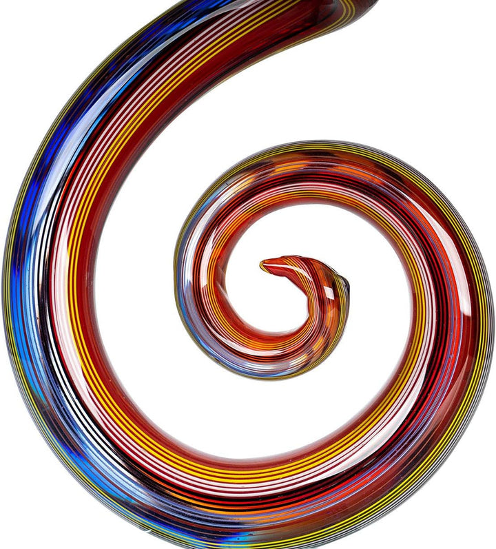 levandeo Designer Glas-Figur mit transparentem Sockel - Unikat - 34x16cm - hochwertig Gold Rot Weiss