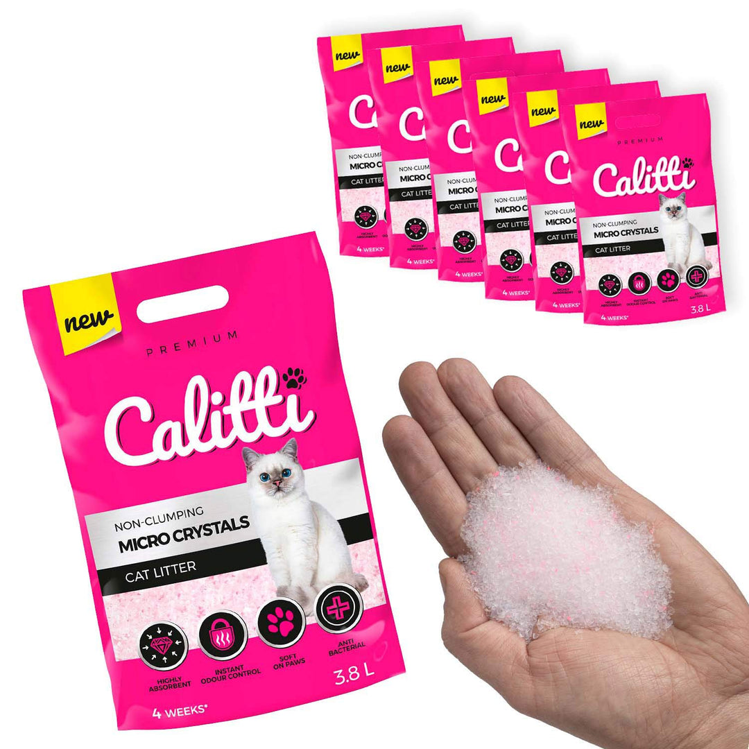 Calitti - Micro Silikat Katzenstreu | Premium Crystals Silikatstreu | Antibakteriell Katzensand | 6-