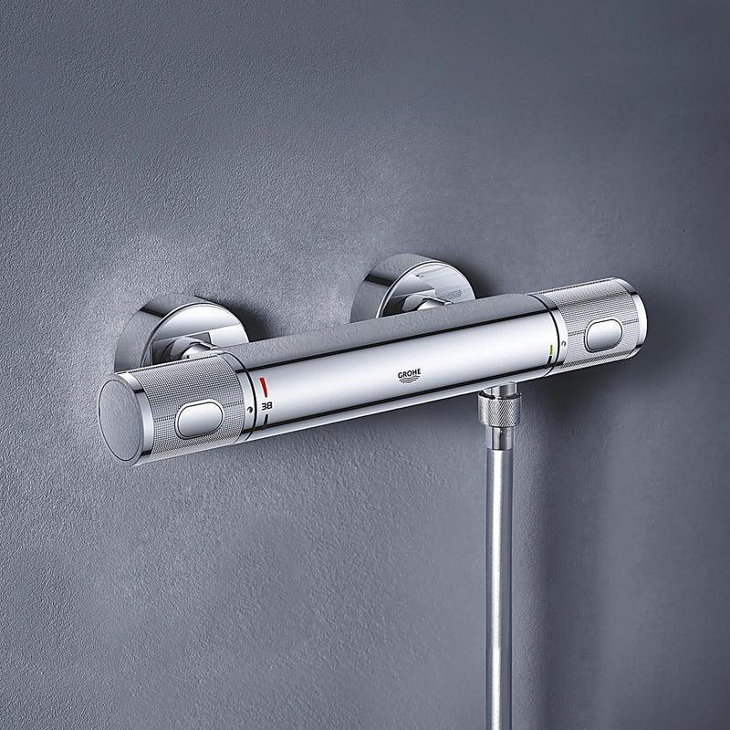 GROHE Precision Feel - Thermostat- Brausearmatur (wassersparend, mit Rändelstruktur, Verbrühschutz,