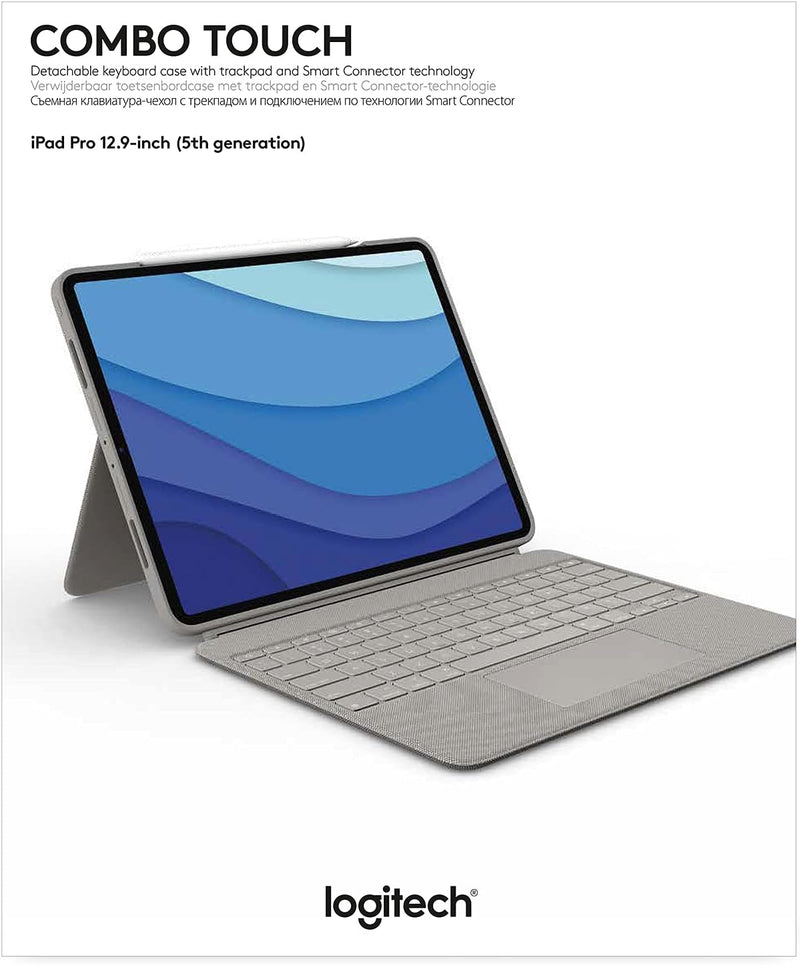 Logitech Combo Touch für iPad Pro 12,9 Zoll (5. Generation) - QWERTY sand 5. und 6. Generation Tasta