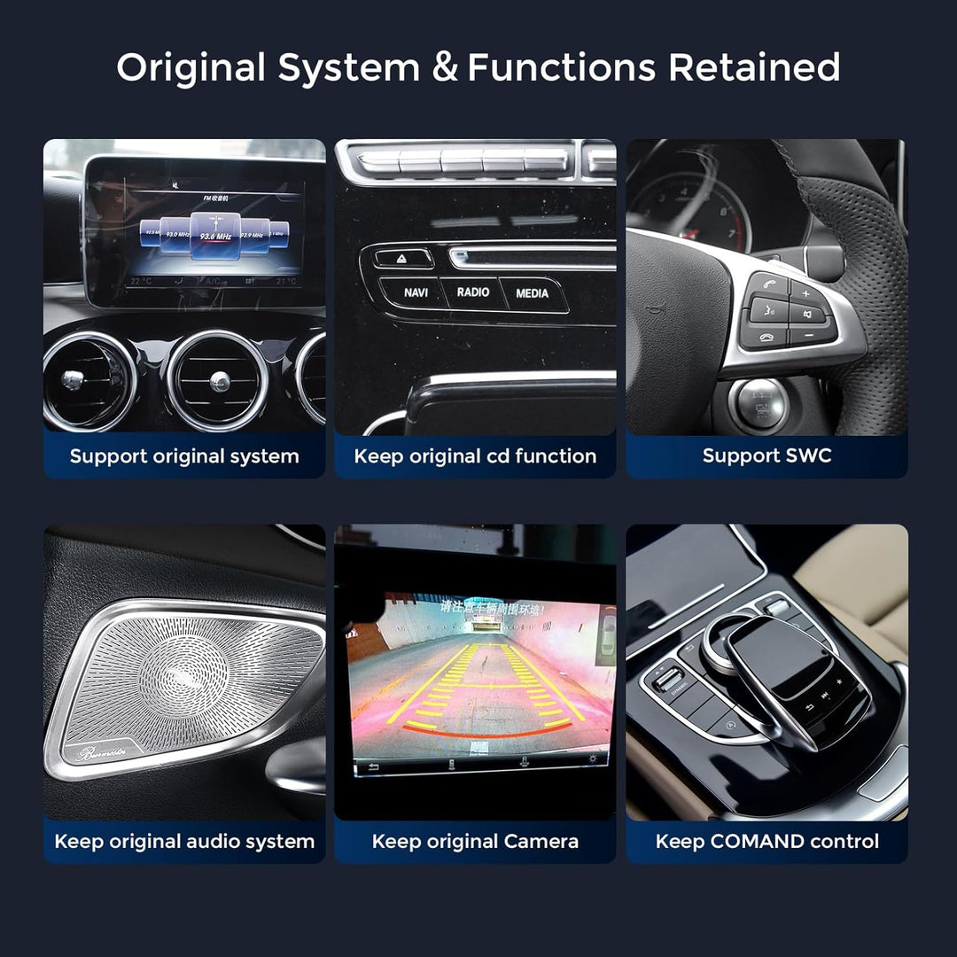 12.3" 2K HD Car Radio Screen 8GB+128GB Android 14.0 GPS for Mercedes C W205 GLC X253 NTG 5.0 8-Core