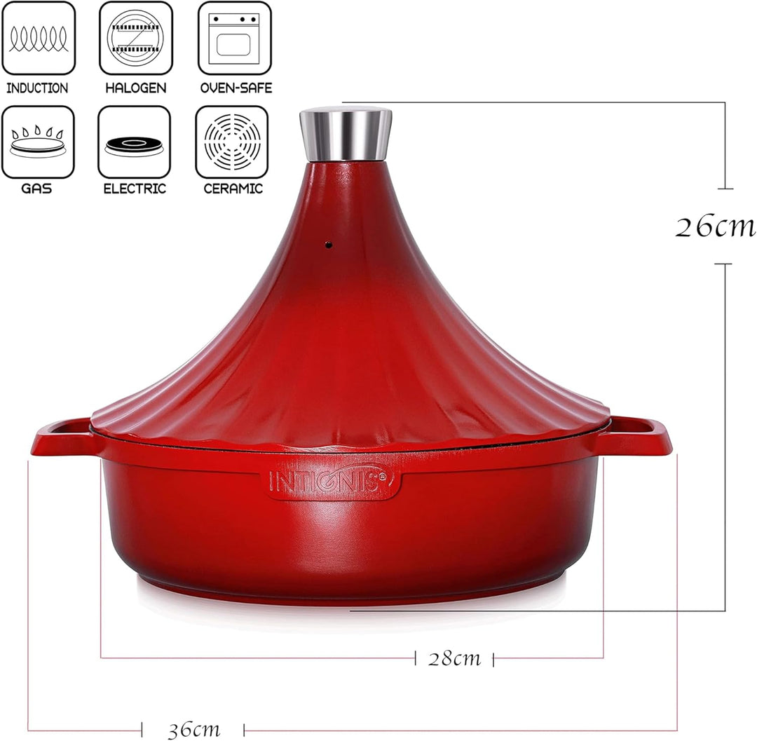 Tajine Topf Induktion 28cm / 4,2L – Marokkanischer Tagine Guss-Aluminium – Ofenfest & für alle Herda