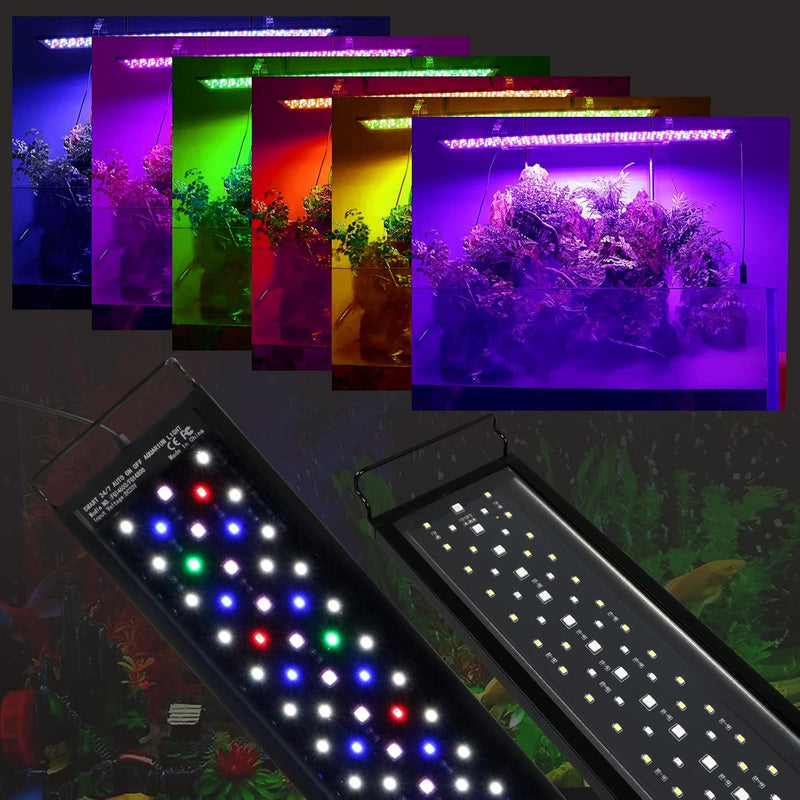 Aquarium LED Beleuchtung, 18W Dimmbare Aquarienbeleuchtung mit Timer für 45cm 1075 lumen Aquarium Fi