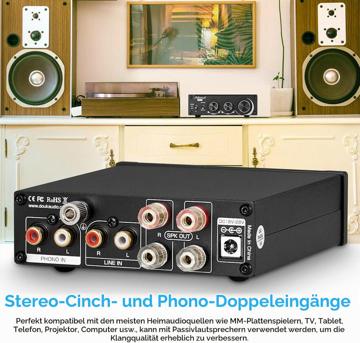 Nobsound 1002P Mini HiFi Stereo Verstärker mit TPA3221 Chip, 2 Kanäle Digitalverstärker, 200W Class