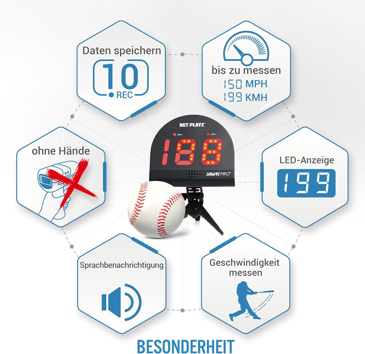 NET PLAYZ Speed Radar Smart Pro Geschwindigkeitsmessgerät, Geschenke für Fussball, Tennis, Baseball,