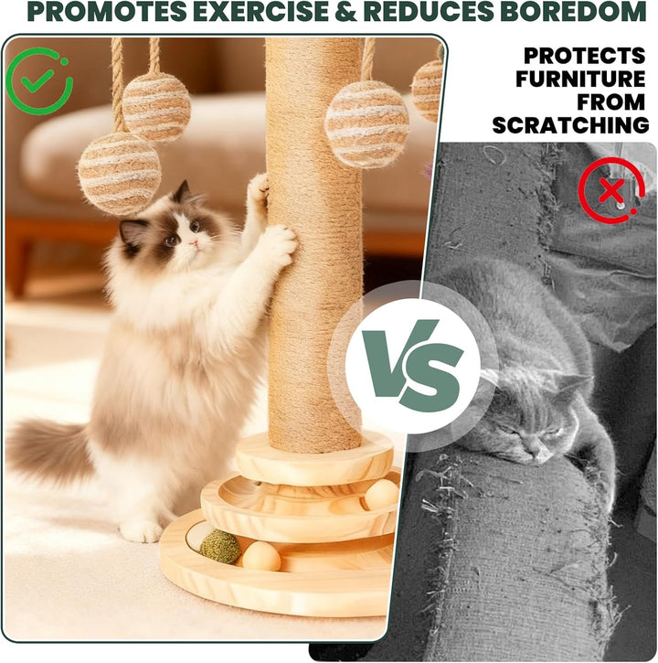 6-in-1 Katzenspielzeug Selbstbeschäftigung Holz, Kratzspielzeug für Katzen, Spielzeug mit Katzenminz