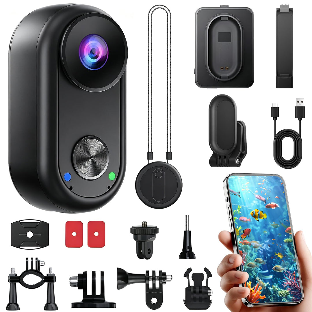 OBEST Action Cam 4K Bildstabilisierung WiFi Action Kamera Stabilisator Wasserdicht Mini Bodycam Körp