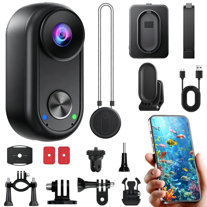 OBEST Action Cam 4K Bildstabilisierung WiFi Action Kamera Stabilisator Wasserdicht Mini Bodycam Körp