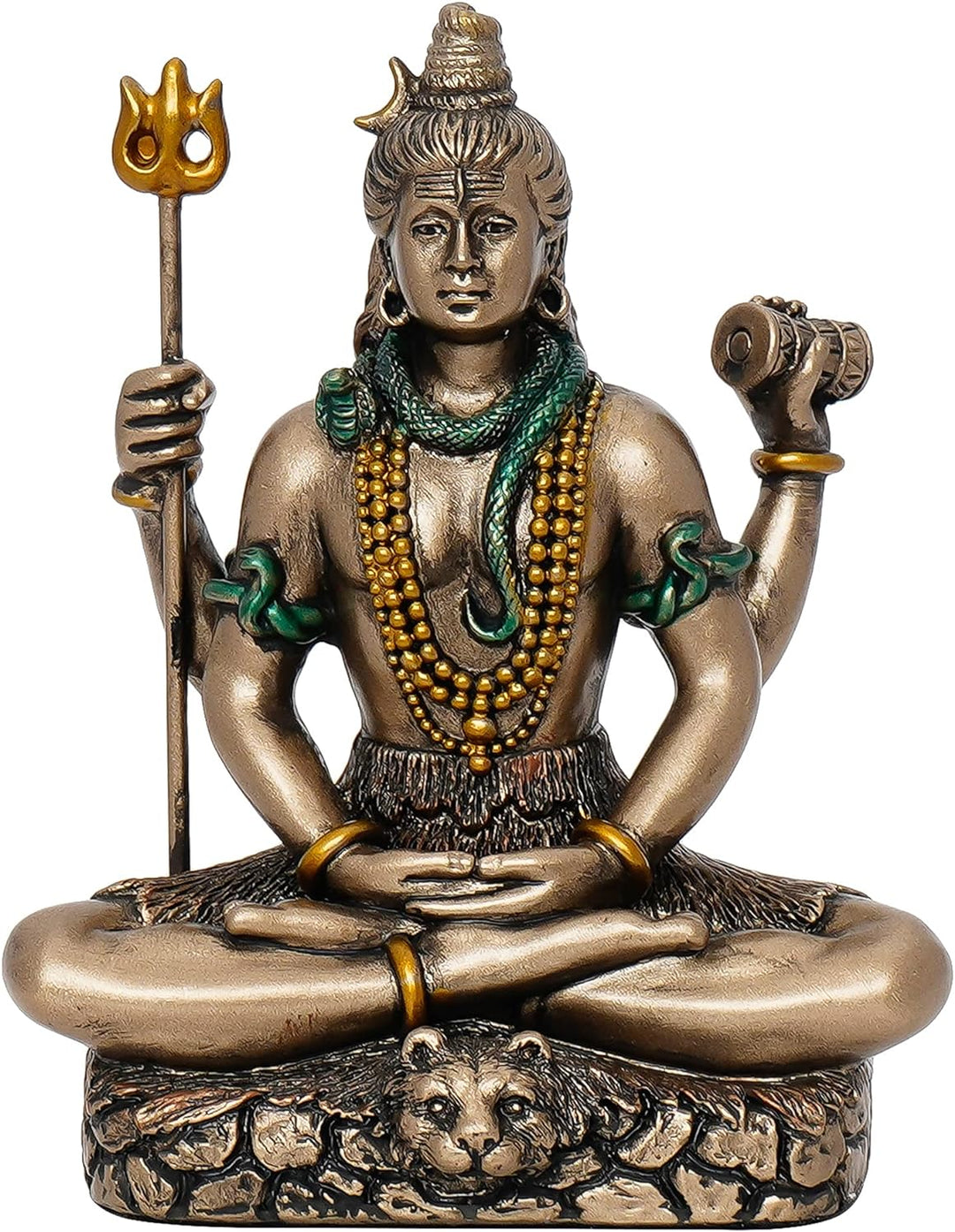 eCraftIndia Meditatin Lord Shiva Dekofigur aus kaltgegossener Bronzeharz, braun und gold, Einheitsgr