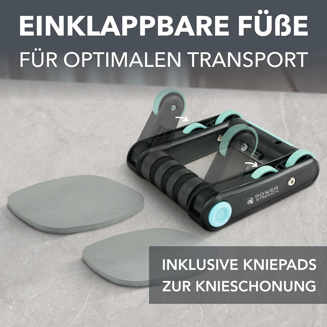2 in 1 Liegestützgriffe inkl. Bauchroller Funktion - extra rutschfeste & komfortable Griffe - Perfek