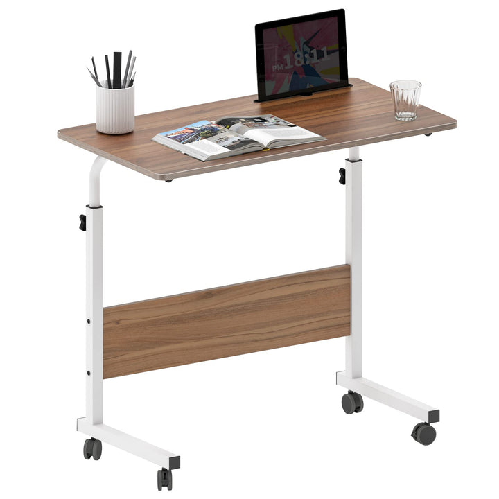 soges Computertisch Beistelltisch Laptoptisch höhenverstellbar PC-Tisch mit Rollen und Einschnitt 80