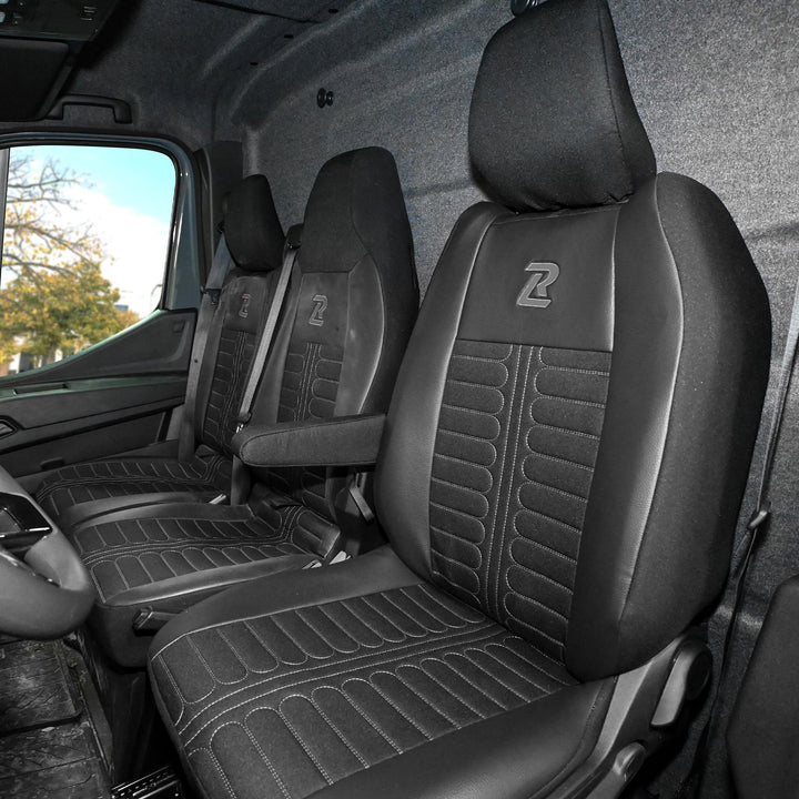LUCARO Sitzbezüge Auto Set Tornado für Renault Master 4, Nissan Interstar 3 Grau Rückenlehne und Sit