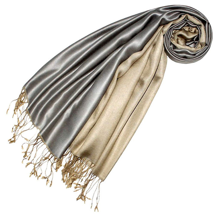 Lorenzo Cana Luxus Damen Pashmina Wendeschal 70% Seide 30% Viskose Schaltuch 70 cm x 190 cm zweifarb