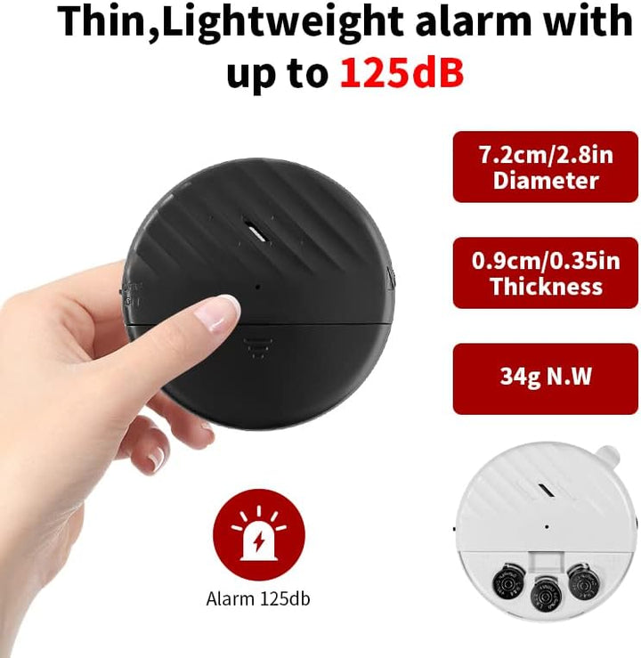ThreeH Vibrationssensor Alarm 125dB Laut Schlank mit Batterien Einstellbare Empfindlichkeit LED-Anze