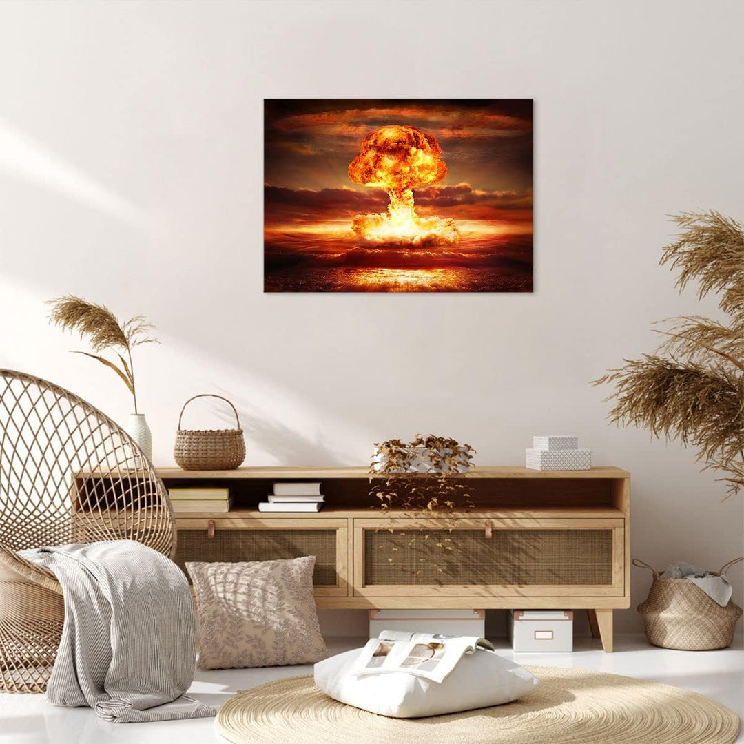 Bilder auf Leinwand Krieg Atombombe Pilz Apokalypse Leinwandbild 70x50cm Wandbilder Dekoration Wohnz