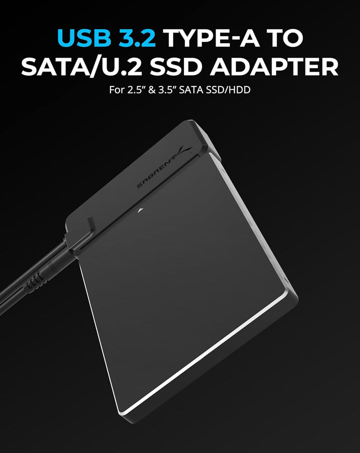 SABRENT SATA/U.2 USB Adapter SSD HDD 2,5 3,5 Zoll Festplattenadapter USB, 3.2x2 10Gbps (EC-U2SA) SAT