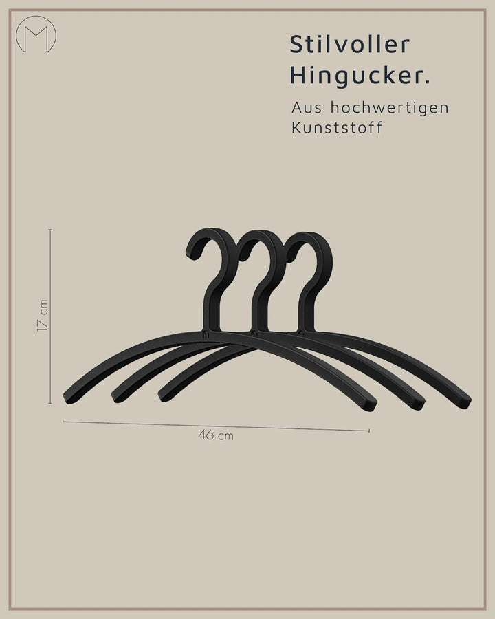 Metallbude Kleiderbügel FAY - 3er Set Weiss - Bügel Kunststoff - Modernes & Platzsparendes Design -