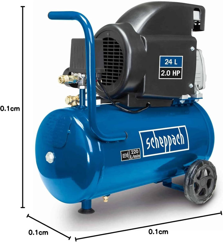 Scheppach Kompressor HC26 Druckluftkompressor | 220 l/min Ansaugleistung | 24L Kessel | 1500W | 8 ba