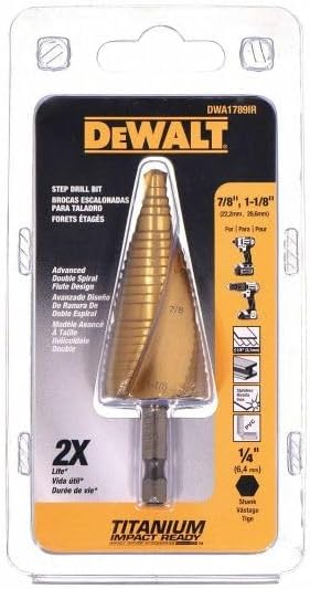 DEWALT Stufenbohrer-Set, 7/8 Zoll bis 1-1/8 Zoll (DWA1789IR) 2,2 cm - 3,8 cm., 2,2 cm - 3,8 cm.