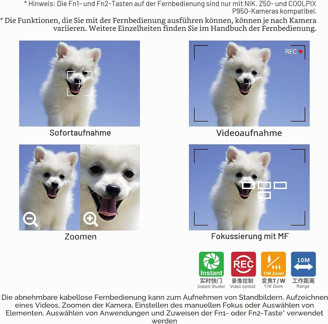 JJC Mini-Stativ mit kabelloser Fernbedienung für Nikon Z6 II Z7 II Z fc Z50 Coolpix P1000 P950 A1000