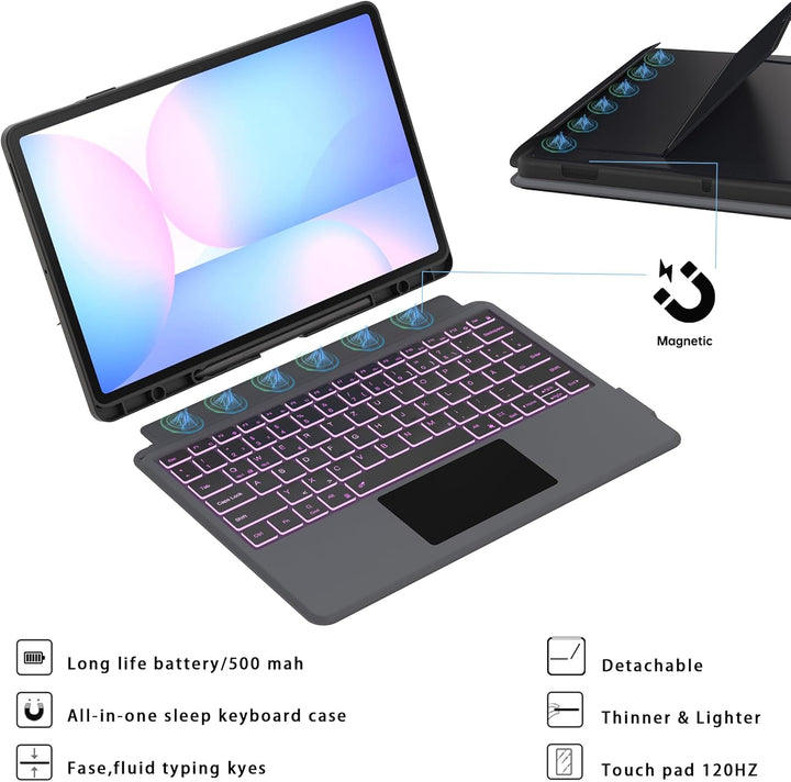 für Samsung Galaxy Tab S10 FE+ Plus 13.1 Zoll Hülle mit Tastatur: Tab S10fe+ Plus 2025 Deutsches QWE