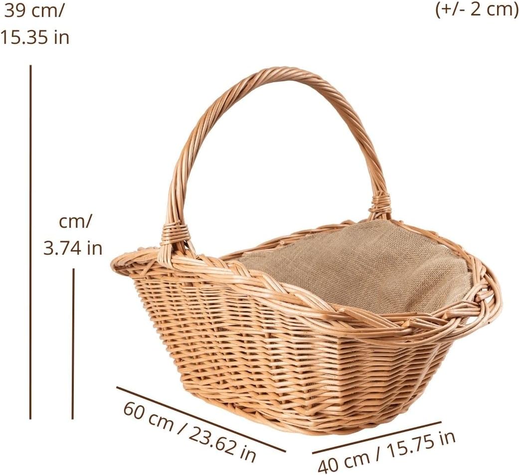Creative Home Gross Holztrage Rattan Kaminholzkorb Kaminkorb Tragekorb | 60 x 40 x 39 cm | Aufbewahr