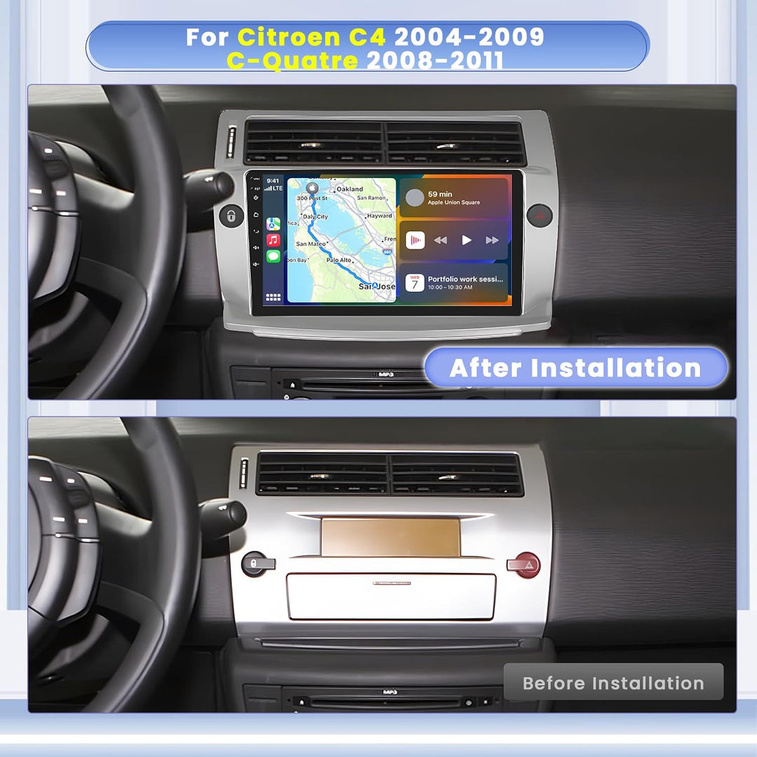 Hikity 8 core 4+64GB Android 15 Autoradio für Citroen C4 2004-2009/C-Quatre 2008-2011 Radio Wireless