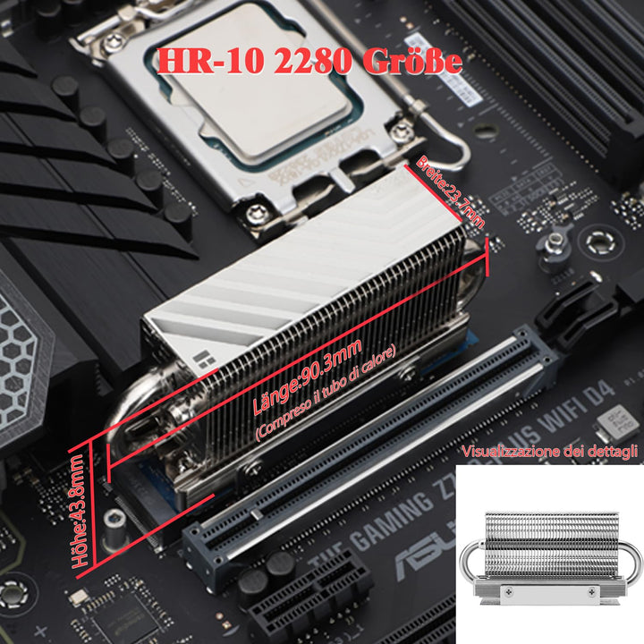 Thermalright HR10 2280 SSD Cooler,2280 SSD Heatsink Kühlung,Doppelseitiger Kühlkörper,2 Heatpipes, M