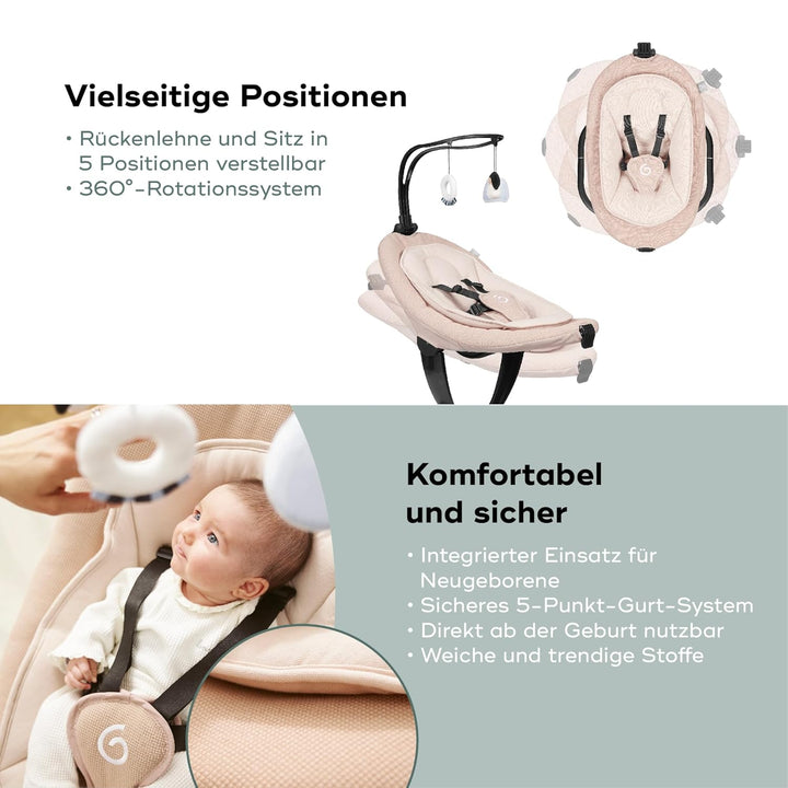 Babymoov elektrische Babyschaukel Swoon Evolution Connect Mocca - mit Smartphone App - Musikstreamin