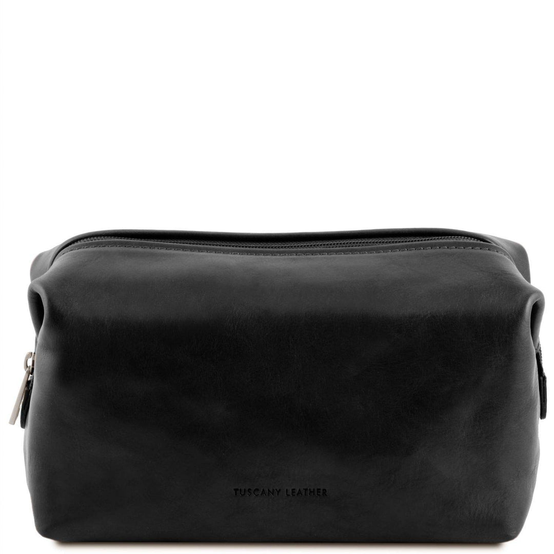 Tuscany Leather Smarty Reise- Kulturtasche aus Leder - Gross Schwarz, Schwarz