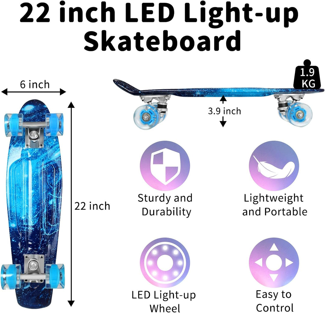 BELEEV Skateboard für Kinder, 56 cm Cruiser Skateboard Mädchen Junge Anfänger Jugendliche Erwachsene