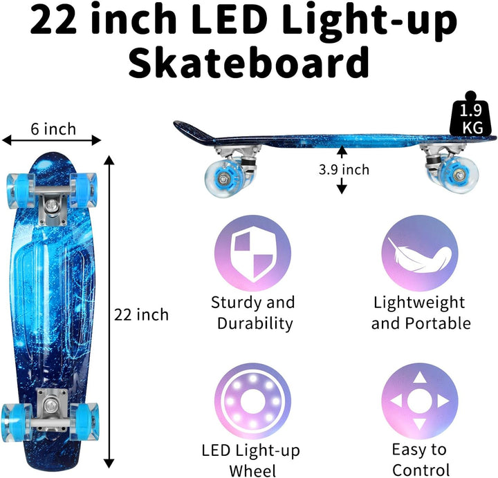 BELEEV Skateboard für Kinder, 56 cm Cruiser Skateboard Mädchen Junge Anfänger Jugendliche Erwachsene