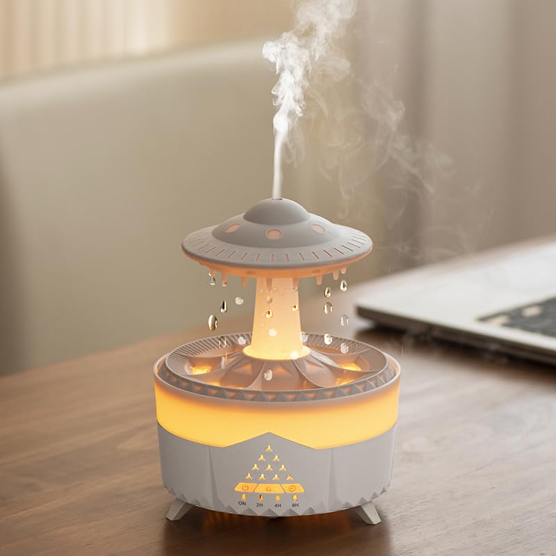 Regenwolken Luftbefeuchter und Diffusor,Luftbefeuchter mit Fernbedienung,7 Farben LED Aromatherapie